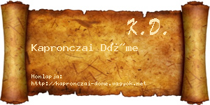 Kapronczai Döme névjegykártya