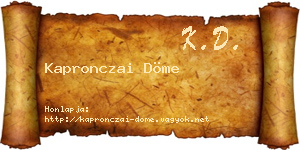 Kapronczai Döme névjegykártya